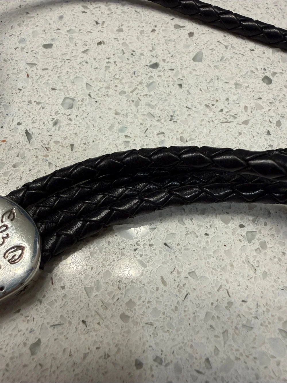 VTG Brighton Black Braided Leather Chain Belt
